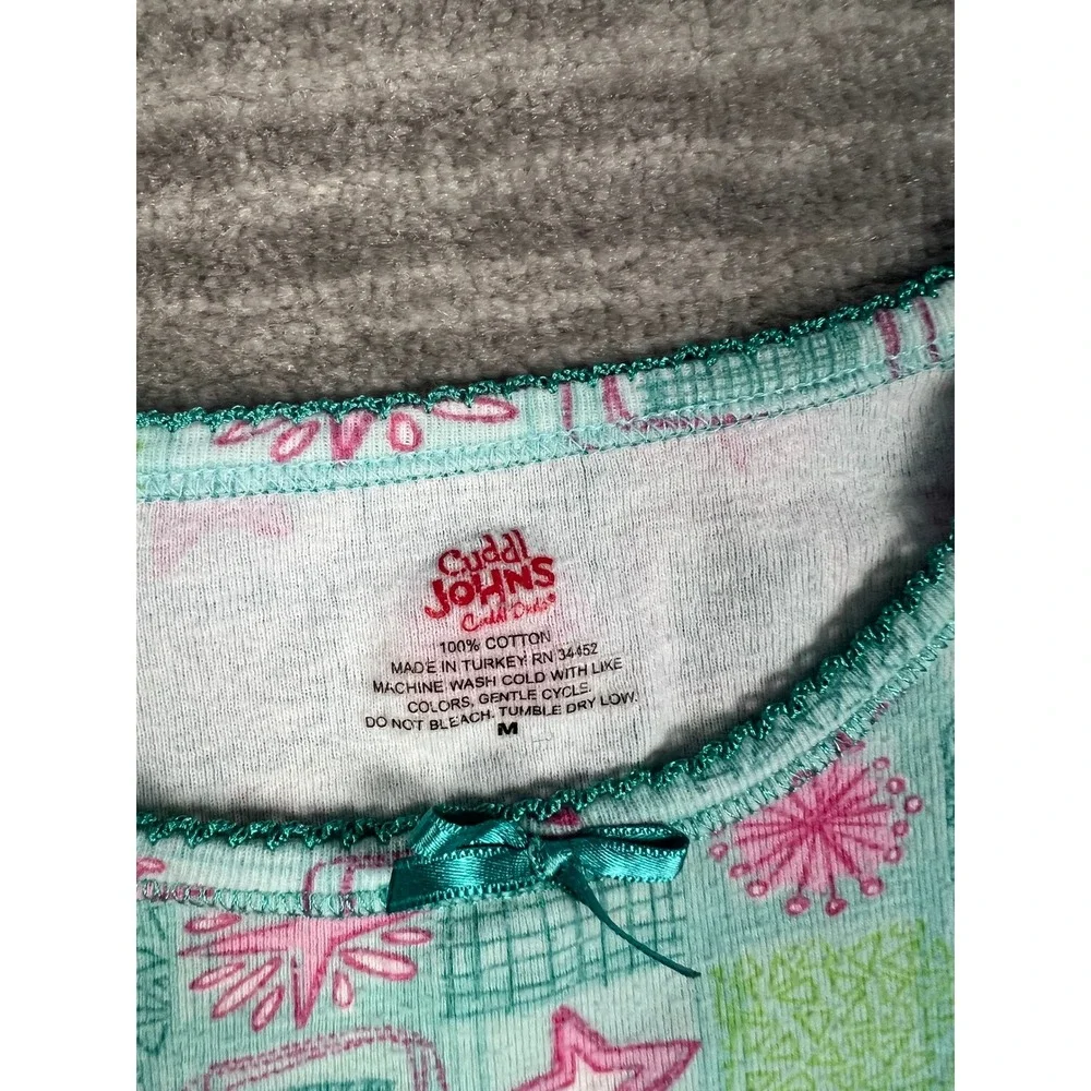 Cuddl Johns Pajama Set Girls M Multicolor Star Geometric Cotton Long Sleeve PJs